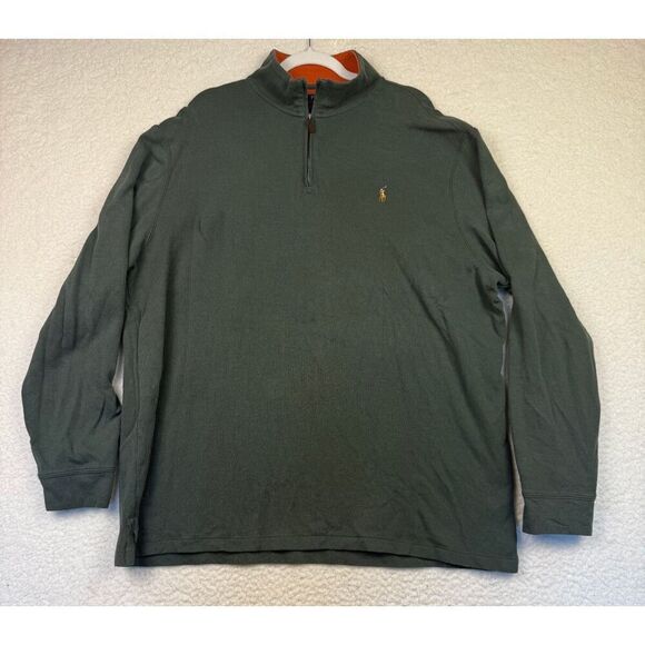 Polo Ralph Lauren Men's Estate Rib 1/4 Zip Pullover Sweater Career Sz‎ XXL Green - Picture 1 of 7